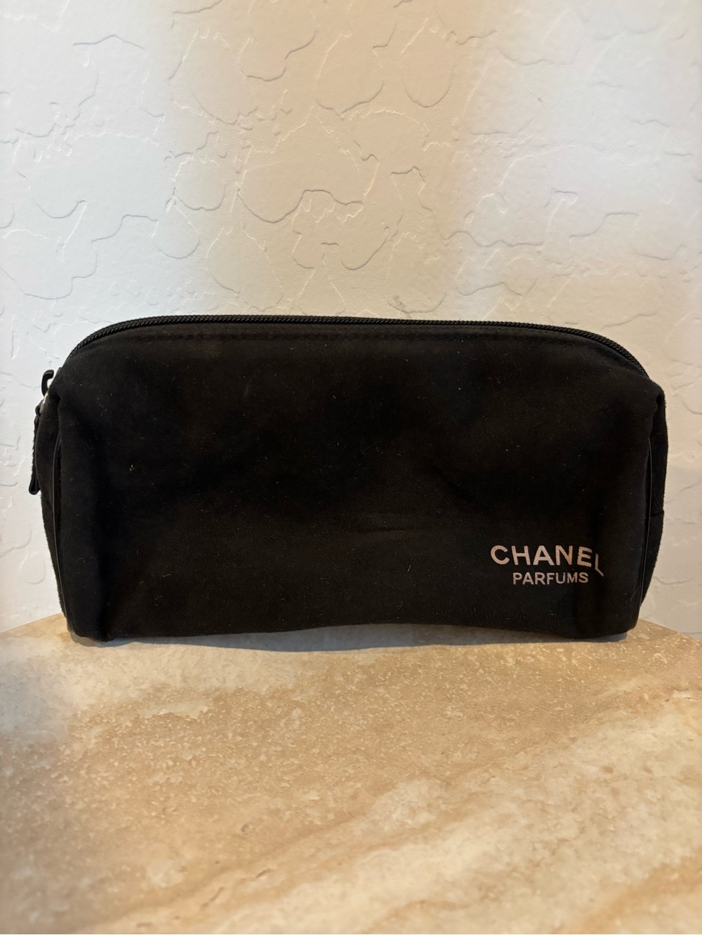 CHANEL Black Parfums Zip Pouch